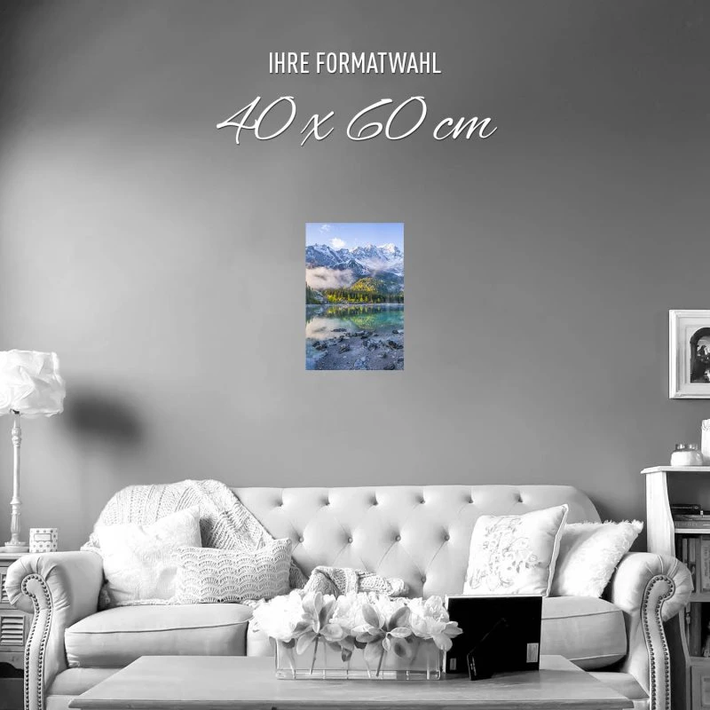Poster 40x60cm im Hochformat, Eibsee mit Zuspitze Alpen Berge & Gebirge