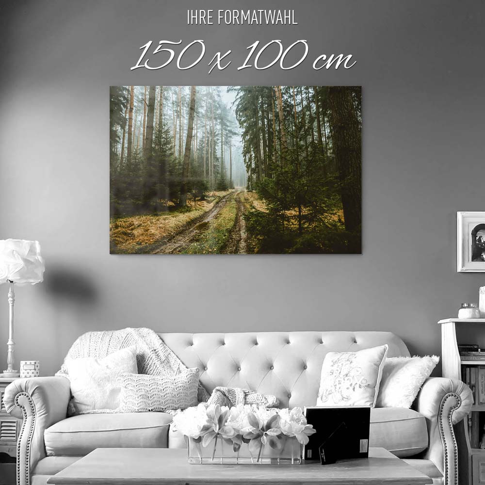 Wald Spaziergang als Acrylglasverbund Bild 150x100cm