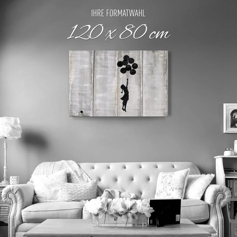 Banksy Girl with ballons als Alu-Dibond Bild 120x80cm