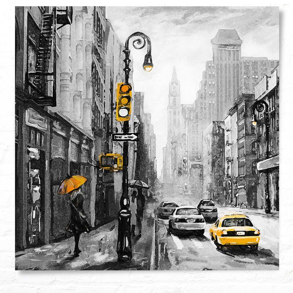 WandPoster Skyline Gemäldeoptik, schwarz weiß, , 50x50cm