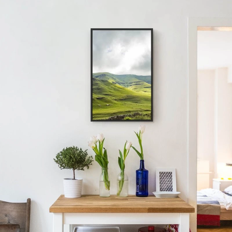 Berge & Gebirge Südafrika Mkhomazi im Hochformat 100x150cm mit schwarzen Bilderrahmen