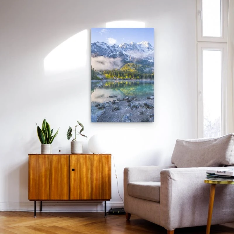 Poster 40x60cm im Hochformat, Eibsee mit Zuspitze Alpen Berge & Gebirge