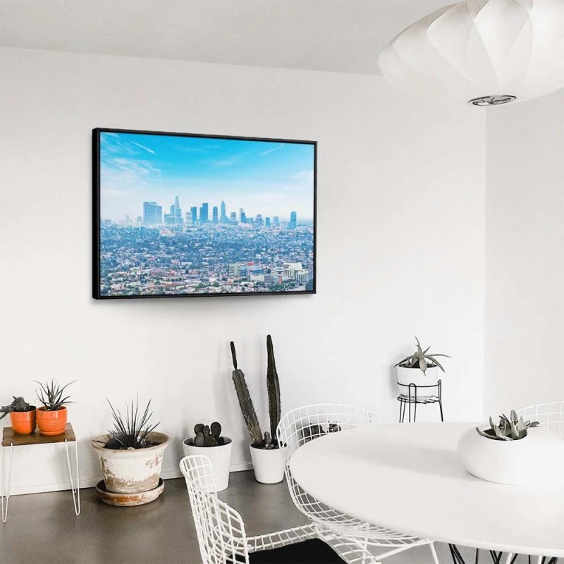 Skyline Los Angeles Panorama im schwarzen Bilderrahmen, 150x100cm
