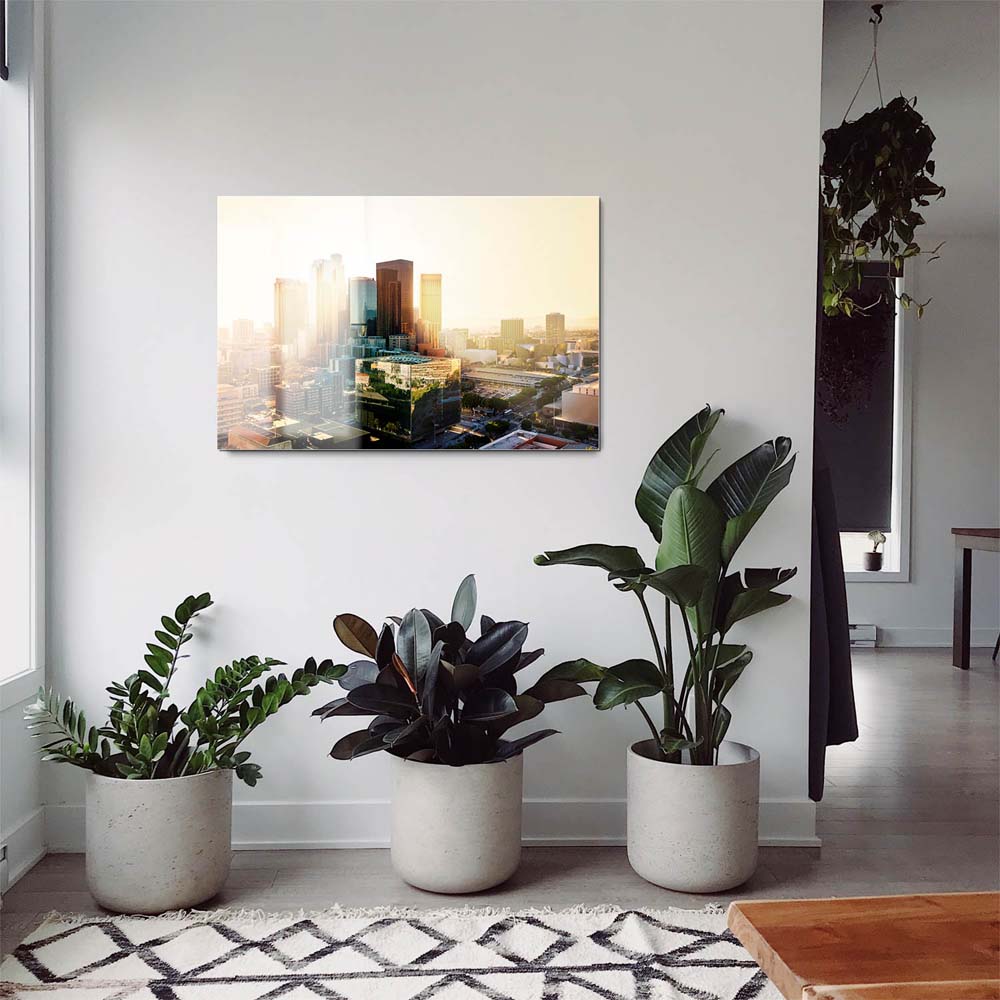 Skyline Los Angeles Sunset als Acrylglasverbund Bild 180x120cm