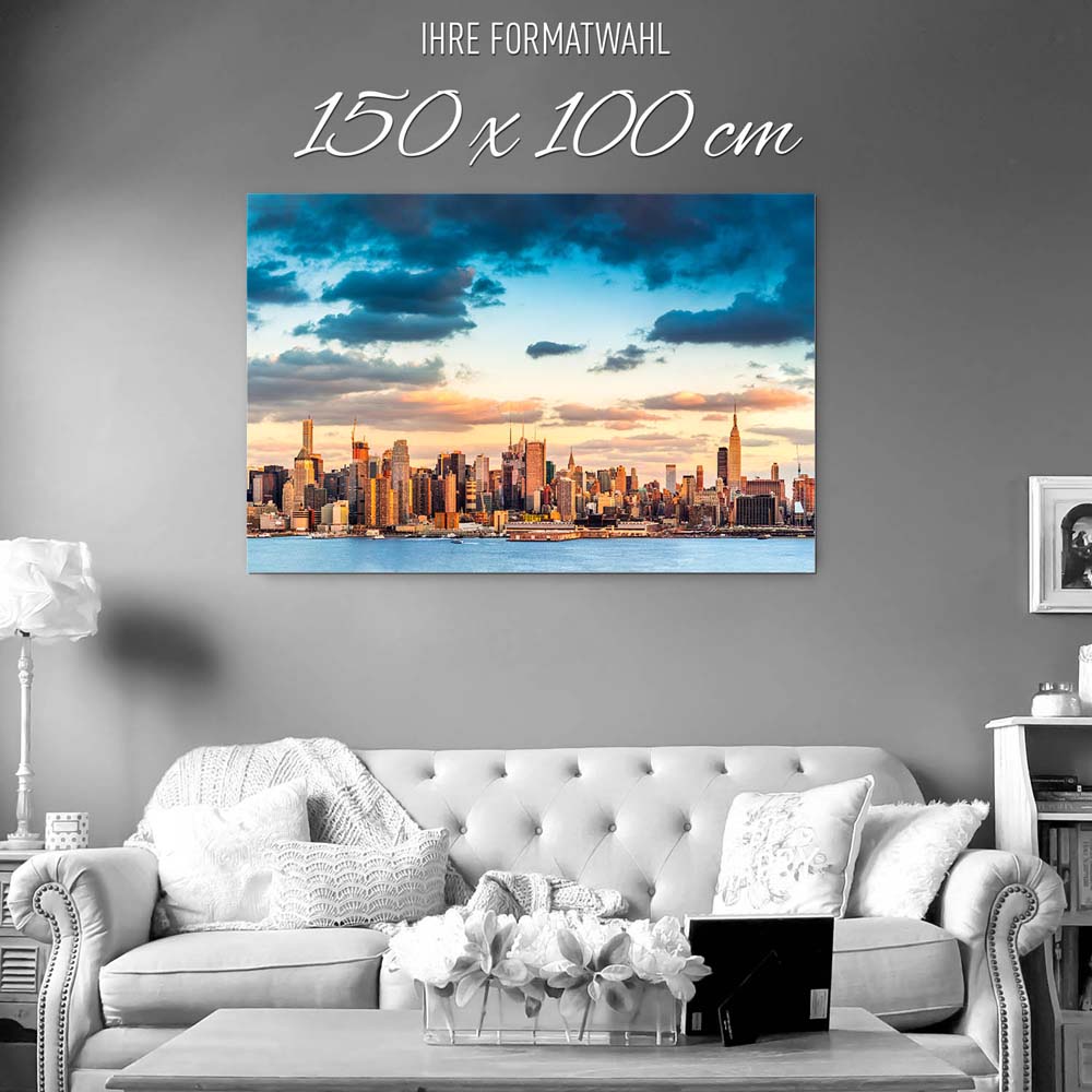 Skyline Panorama von New York als XXL Alu-Dibond Bild 150x100cm