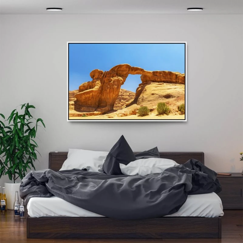 Berge & Gebirge Wadi Rum Wüste im weißen Bilderrahmen, 150x100cm