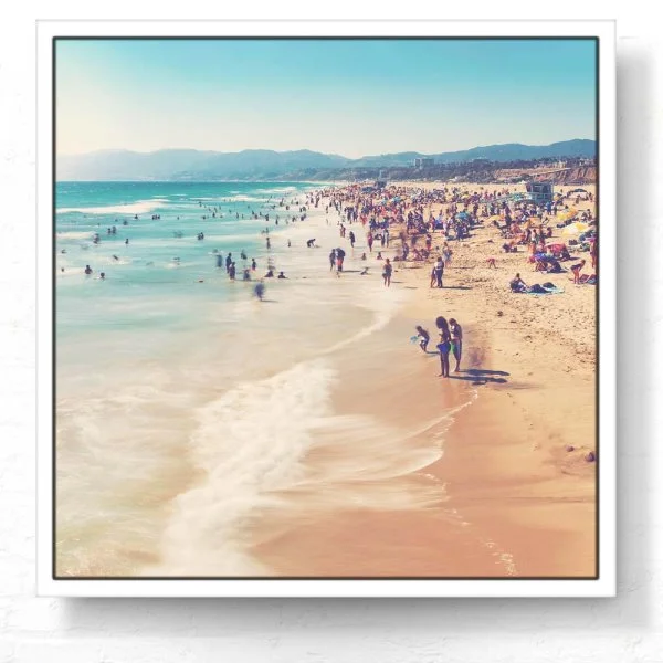 Strand & Meer Santa Monica Beach Los Angeles im weißen Bilderrahmen, 80x80cm