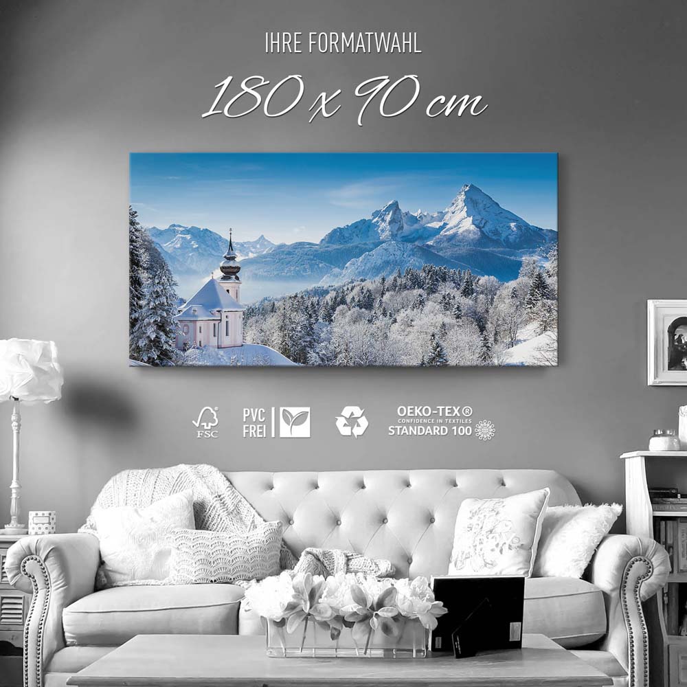 Berge & Gebirge Winter in den Alpen als Keilrahmenbild 180x90cm