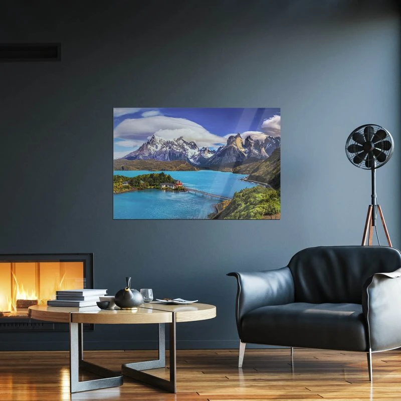 XXL Poster 200x150cm Berge & Gebirge Lake Pehoe Patagonien