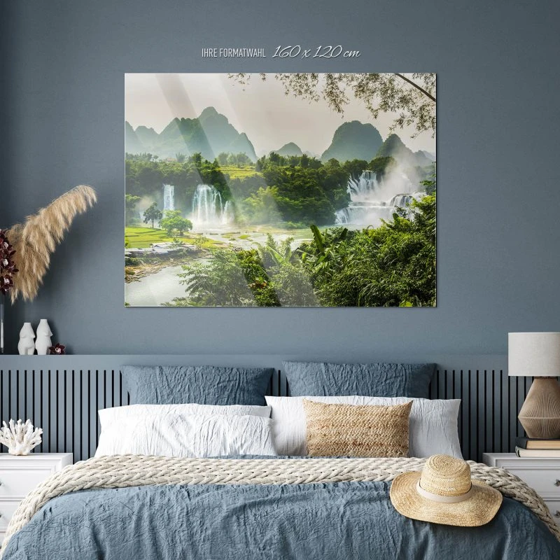Berge & Gebirge Ban Gioc Wasserfälle als Acrylglasverbund Bild 160x120cm