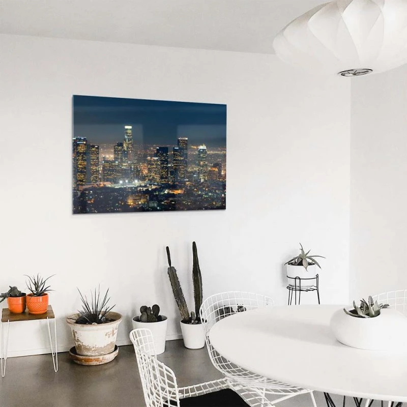 Skyline Los Angeles Nachts als Acrylglas Bild 50x50cm