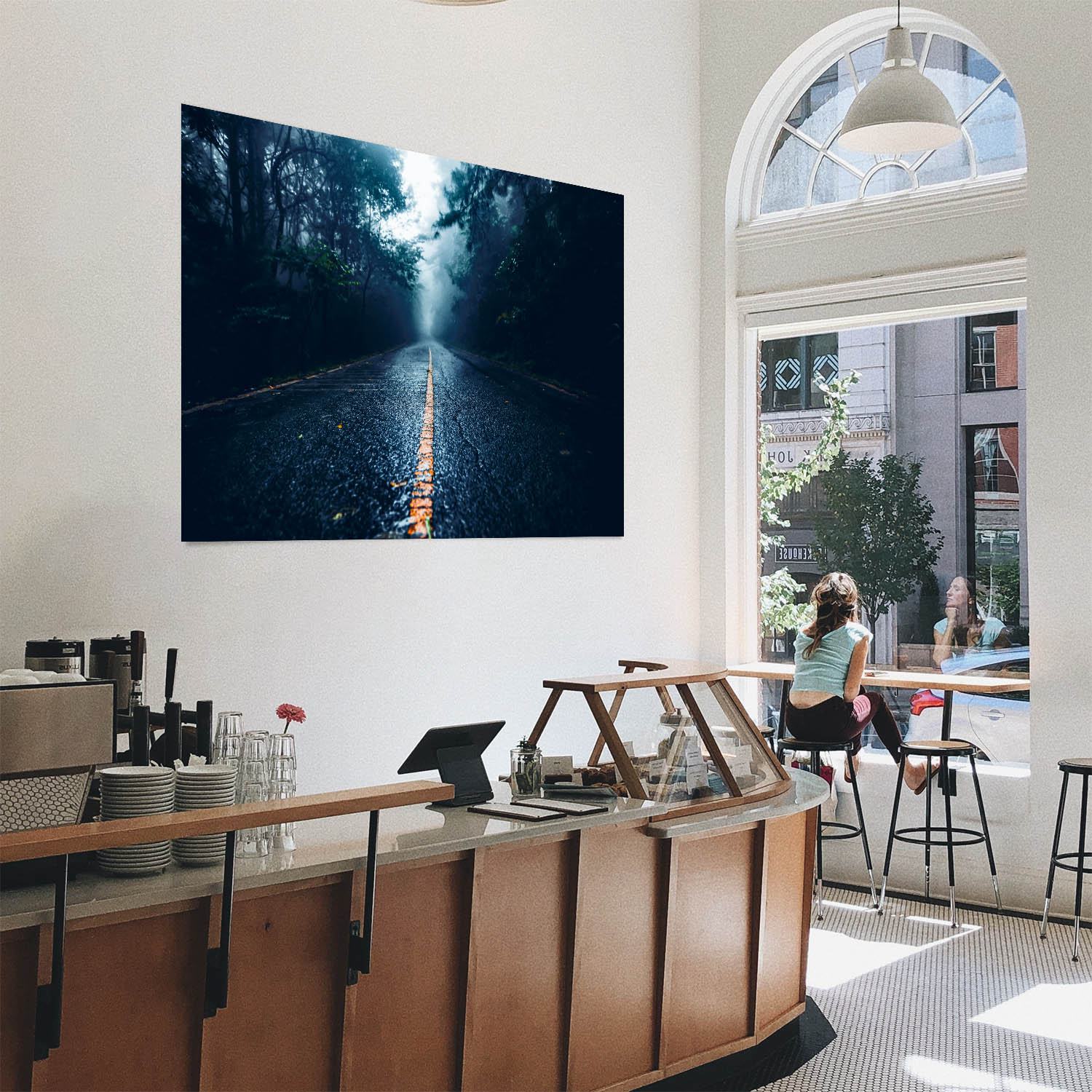 Poster 50x50cm Straßenperspektive Wald & Bäume