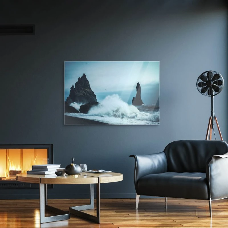 Acrylglasbild XXL, Berge & Gebirge Island Klippen 160x120cm groß