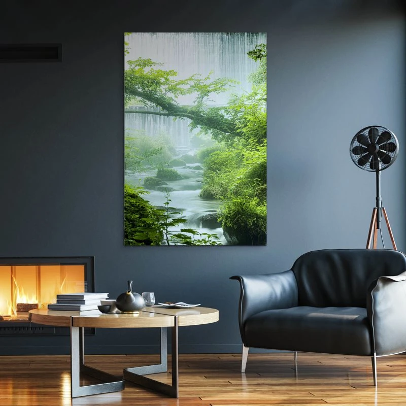 Alu-Dibond Bild im Hochformat, Wasserfall Kitanosawa Japan 40x60cm