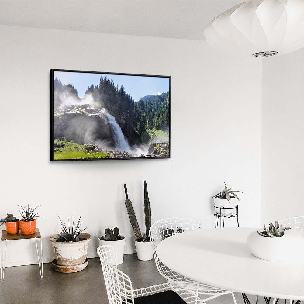 Wald & Bäume Krimmler Wasserfälle im schwarzen Bilderrahmen, 120x60cm