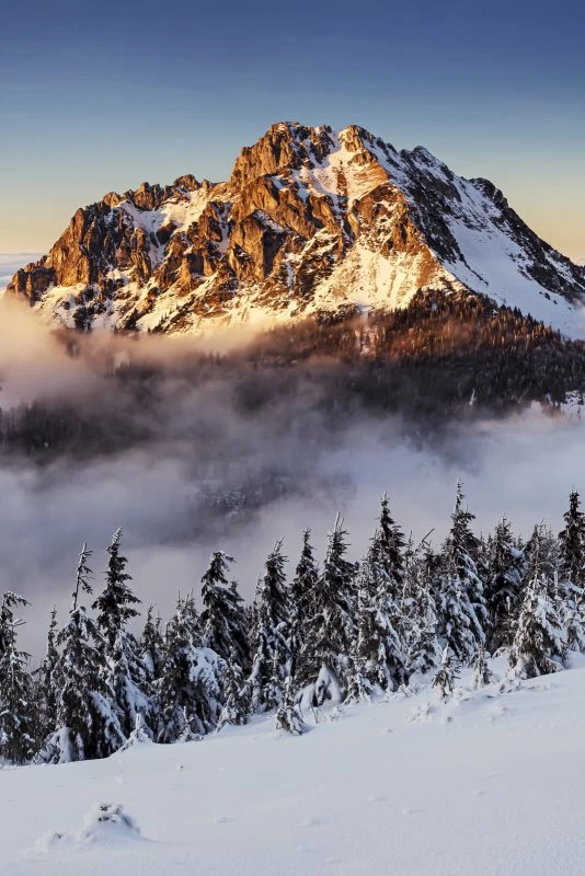 Hochformat Wandbild Leinwandbild 60x90cm Hochformat, Berge & Gebirge Winter Mala Fatra slowakei