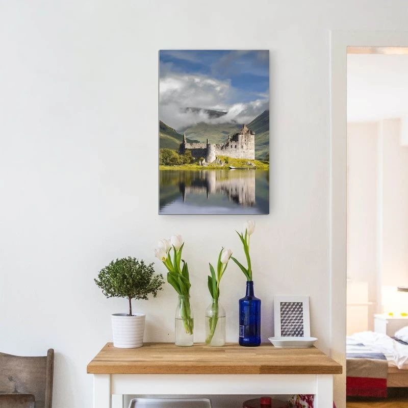 XXL Berge & Gebirge Alu-Dibond Bild im Hochformat 100x150cm, Motiv Kilchurn Castle Schottland
