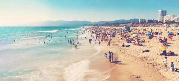 Acrylglasbild Strand & Meer, Santa Monica Beach Los Angeles, 110x50cm groß