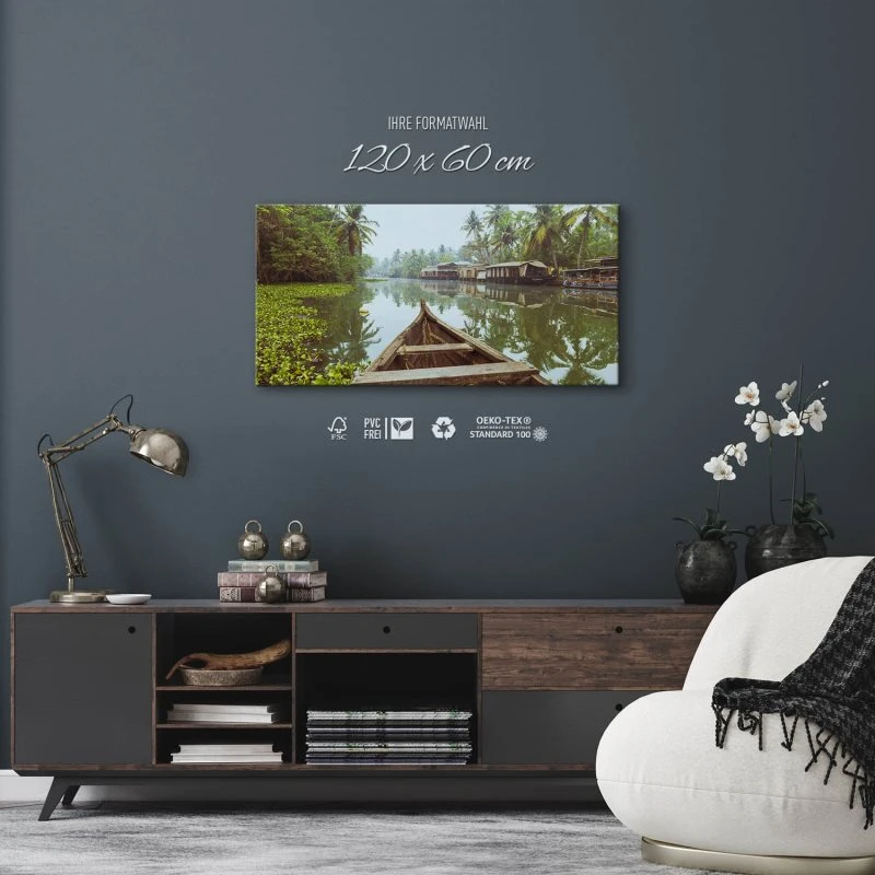 Leinwandbild 120x60cm Flüsse & Seen, Kumarakom Indien