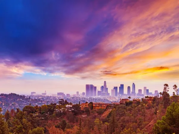Skyline Los Angeles hills als Acrylglasverbund Bild 200x150cm