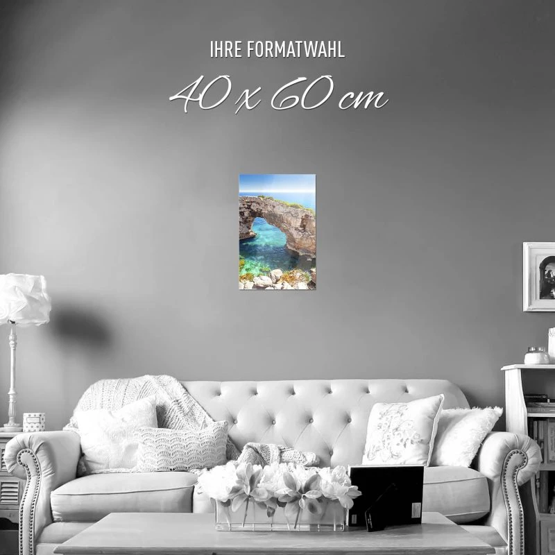 Poster 40x60cm im Hochformat, Bogen Es Pontas, Mallorca Strand & Meer