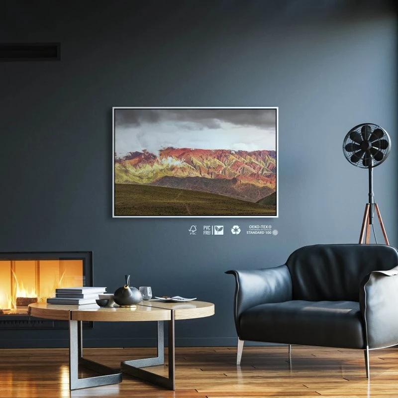 Berge & Gebirge 14 Farben im weißen Bilderrahmen, 90x60cm