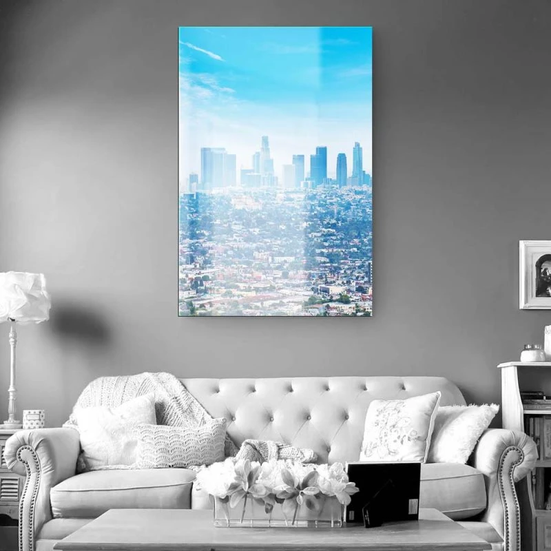 Skyline im Hochformat, 100x150cm Los Angeles Panorama als XXL Acrylglasverbund Bild