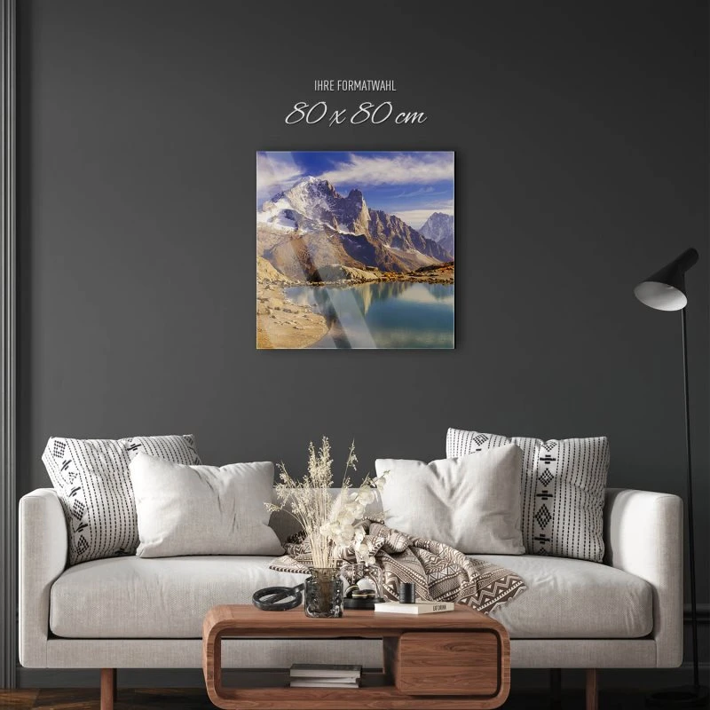 Berge & Gebirge Crystal Lakes Franz. Alpen als Acrylglas Bild 80x80cm