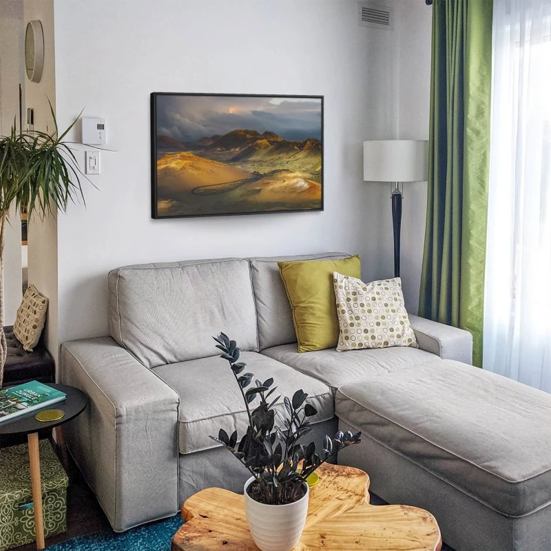 Berge & Gebirge Lanzarote Spanien im schwarzen Bilderrahmen, 120x60cm