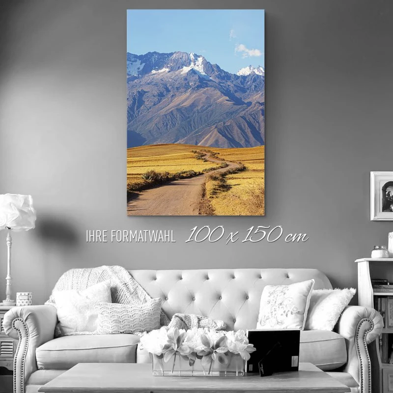 XXL Berge & Gebirge Alu-Dibond Bild im Hochformat 100x150cm, Motiv Peruvian pampa, Peru