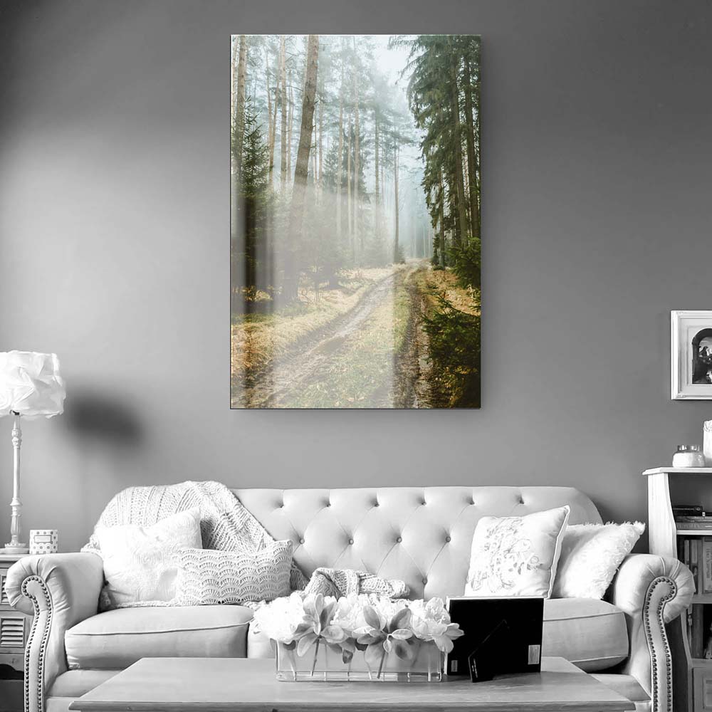 Wald im Hochformat, 100x150cm Spaziergang als XXL Acrylglasverbund Bild