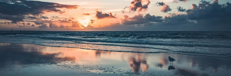 Strand & Meer Sonnenuntergang Nordsee als Acrylglasverbund Bild 150x50cm