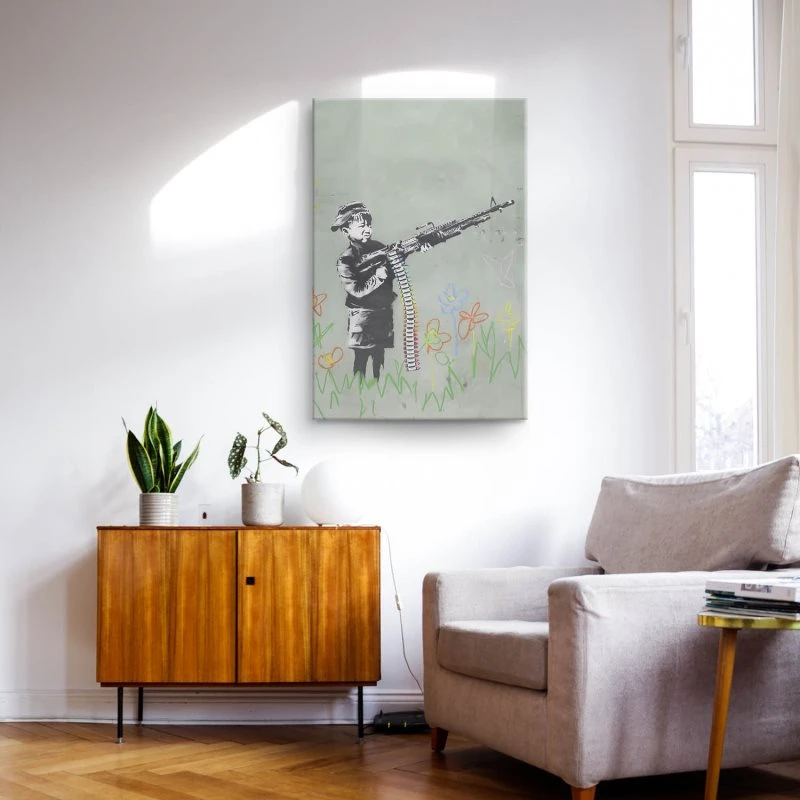 Keilrahmenbild Hochformat, Banksy Art, Child Soldier 60x90cm groß