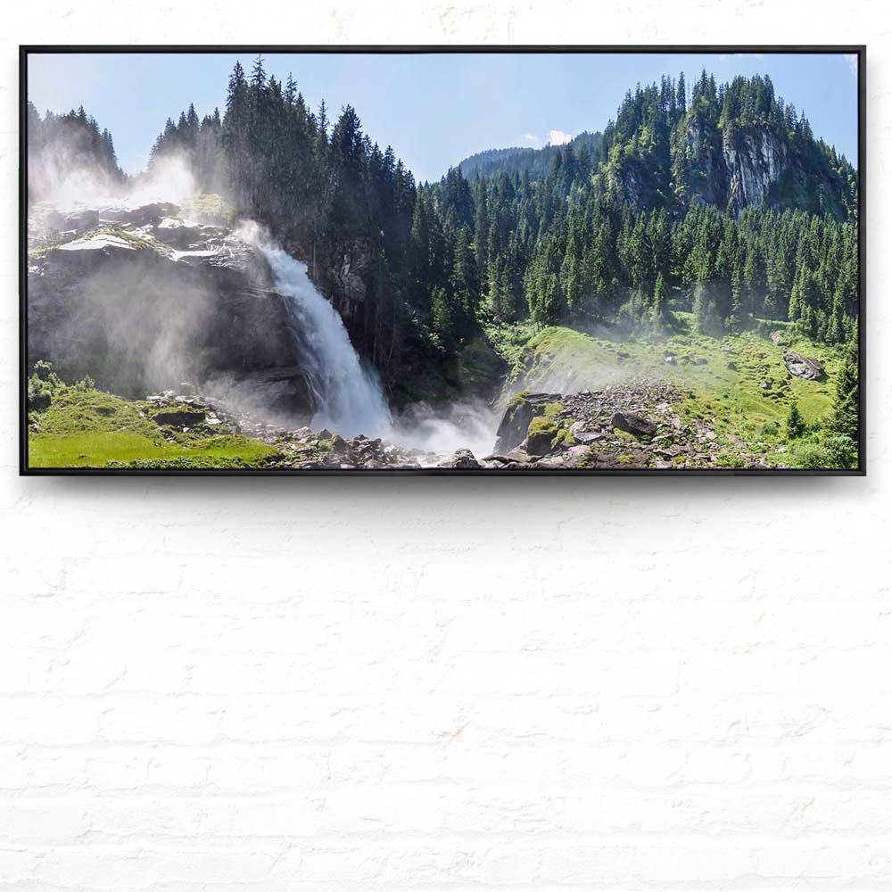 Wald & Bäume Krimmler Wasserfälle im schwarzen Bilderrahmen, 120x60cm