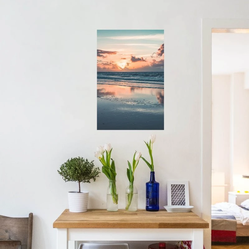 Poster Sonnenuntergang Nordsee Strand & Meer, 70x100cm groß