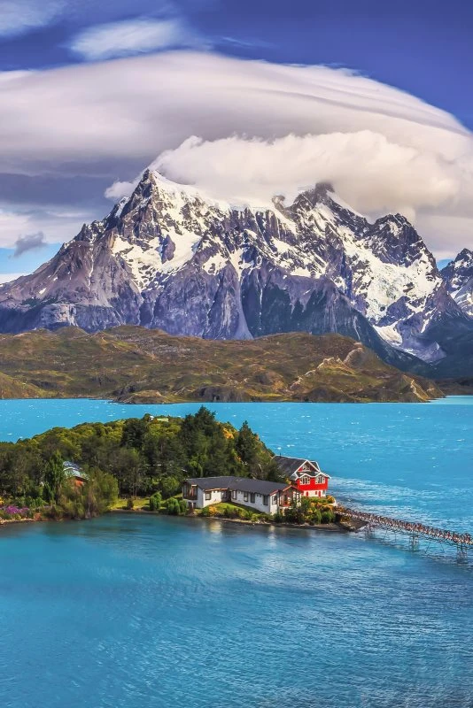 Berge & Gebirge Lake Pehoe Patagonien Poster XXL 100x150cm im Hochformat