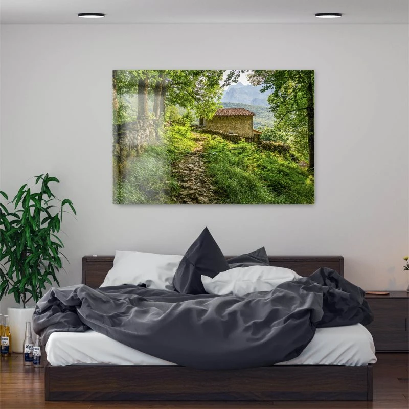Acrylglasbild XXL, Berge & Gebirge Berghütte, Picu Urriellu, Spanien 160x120cm groß