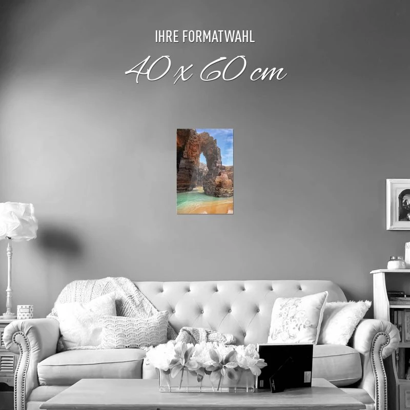 Poster 40x60cm im Hochformat, Playa de las Catedrales Strand & Meer