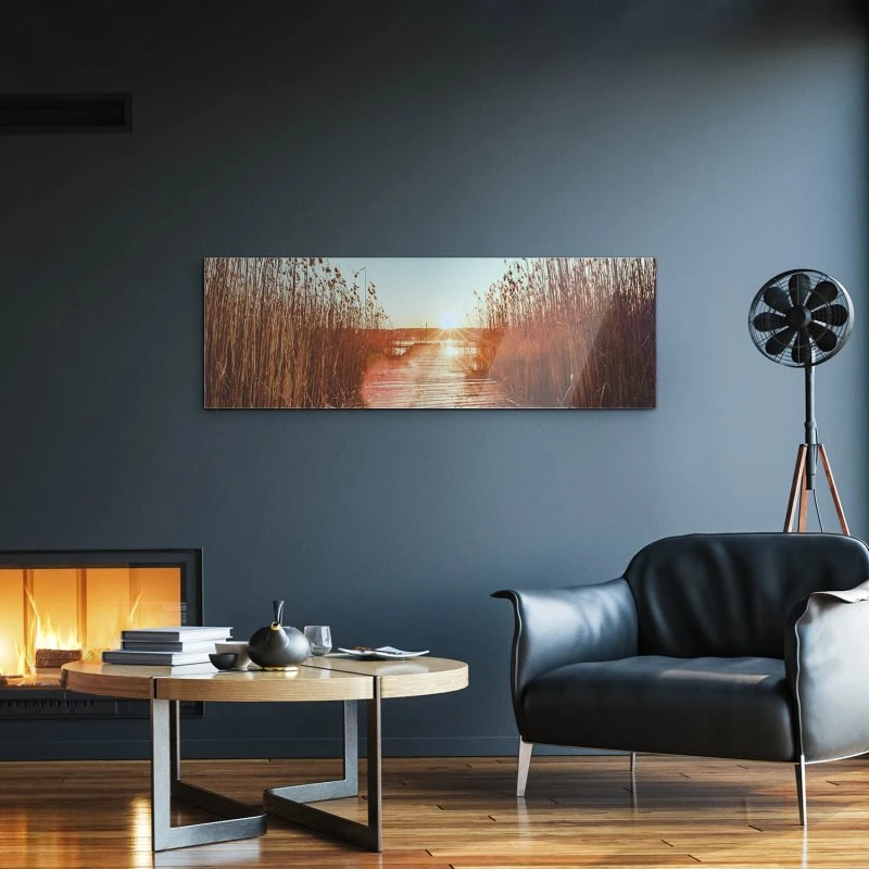 Flüsse & Seen Bootsteeg als Acrylglasverbund Bild 150x50cm