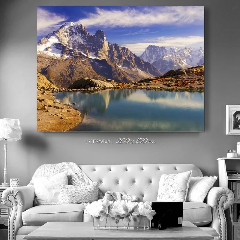 200x150cm großes Alu-Dibond Bild, Berge & Gebirge Crystal Lakes Franz. Alpen