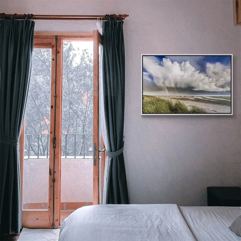 Strand & Meer Wattenmeer Nordsee im weißen Bilderrahmen, 120x60cm