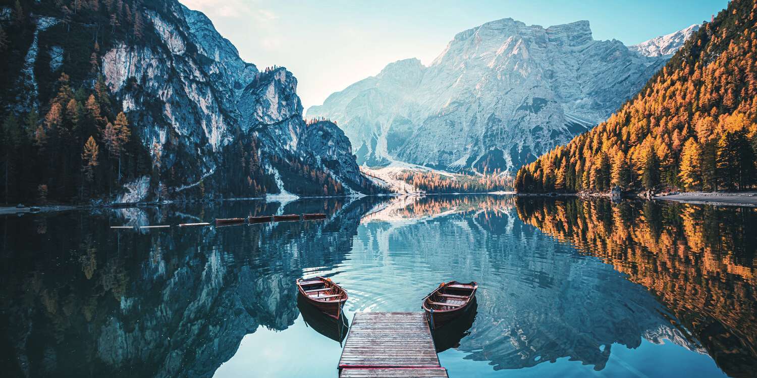 Leinwandbild 120x60cm Berge & Gebirge, Pragser Wildsee Dolomiten