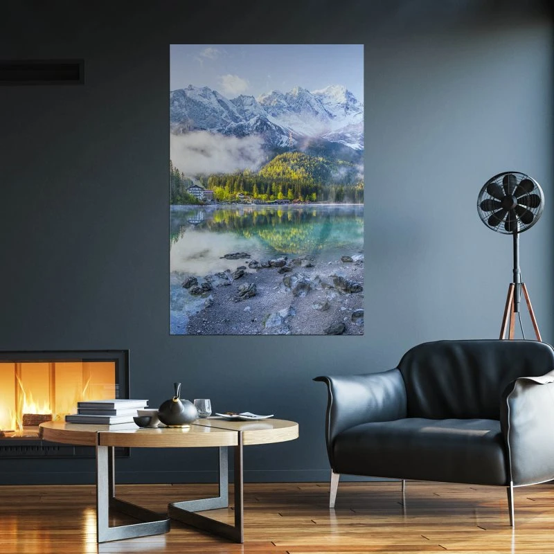 Poster 40x60cm im Hochformat, Eibsee mit Zuspitze Alpen Berge & Gebirge