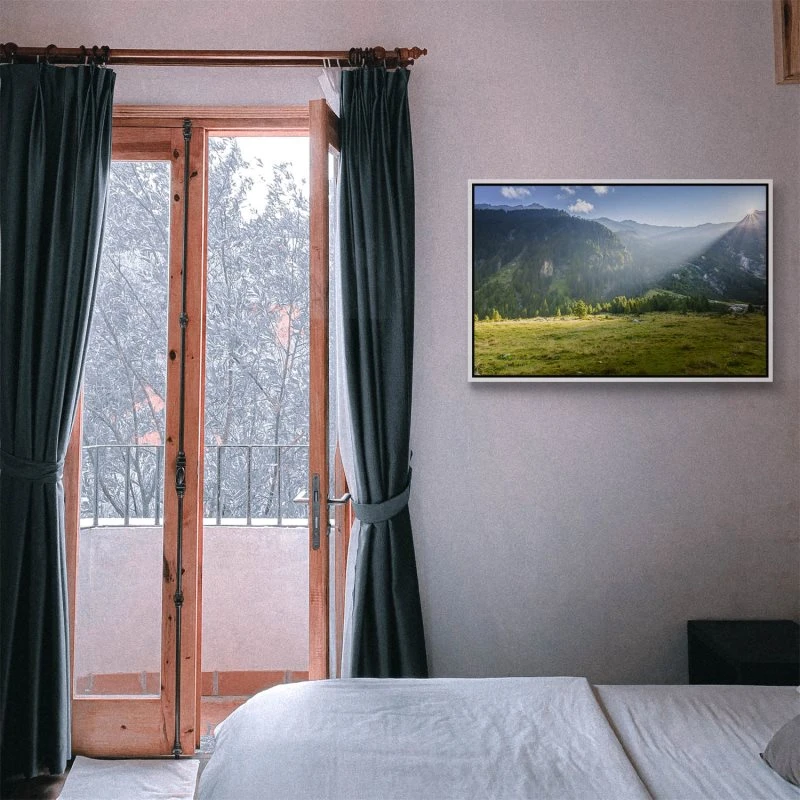 Berge & Gebirge Herbst Zillertal Tirol im weißen Bilderrahmen, 120x60cm