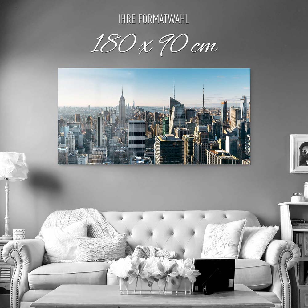 Skyline New York Empire State als Acrylglasverbund Bild 180x90cm