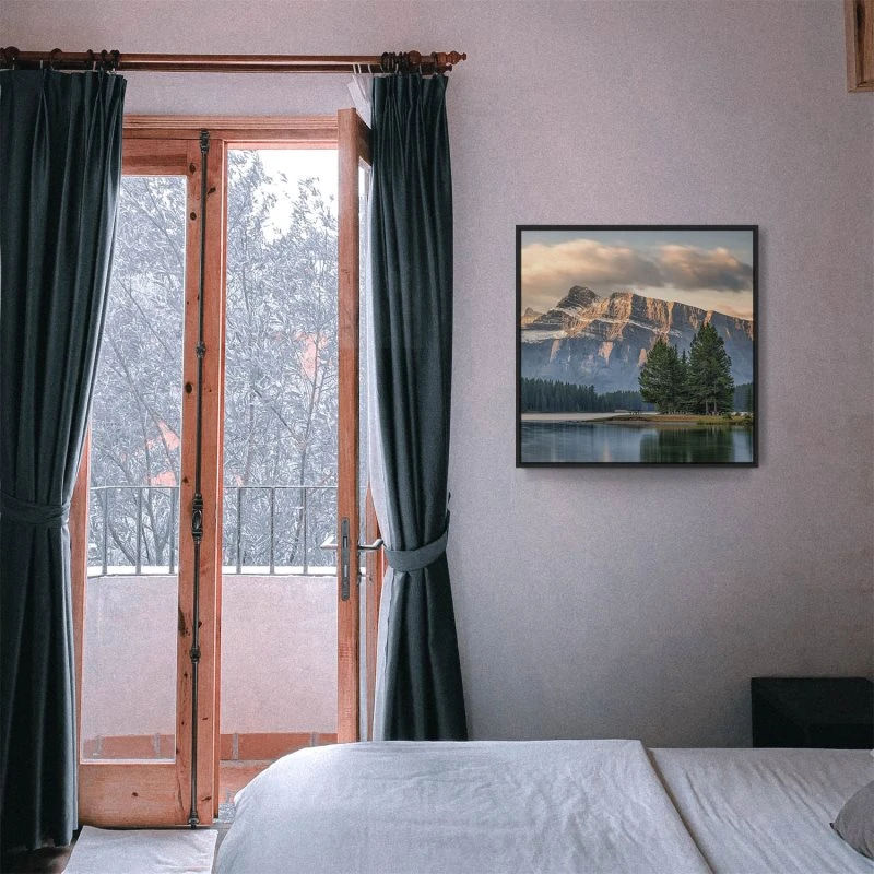 Berge & Gebirge Kanada Mount Rundle im schwarzen Bilderrahmen, 80x80cm