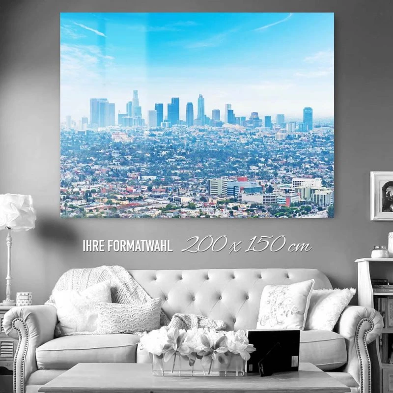 200x150cm großes Acrylglasbild, Skyline Los Angeles Panorama