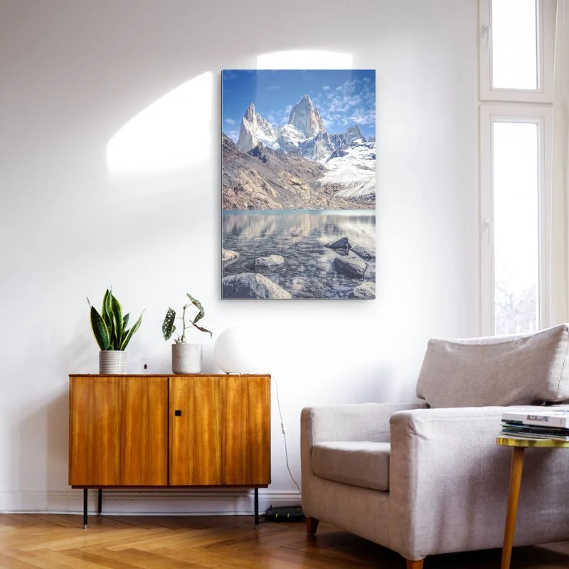 XXL Berge & Gebirge Alu-Dibond Bild im Hochformat 100x150cm, Motiv Fitz Roy und  Cerro Torre