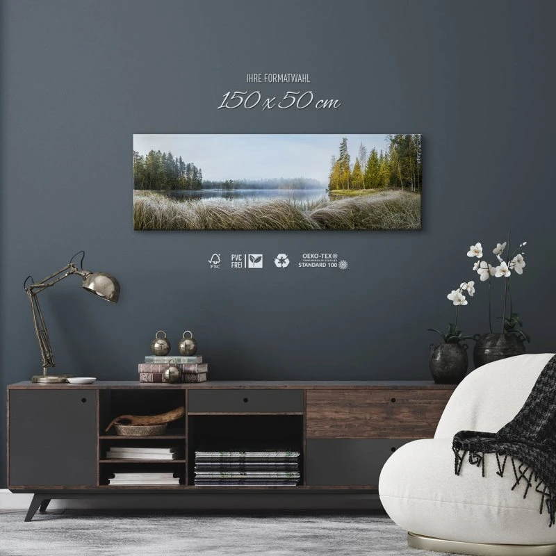 Keilrahmenbild 150x50cm, Flüsse & Seen Seelandschaft Finnland