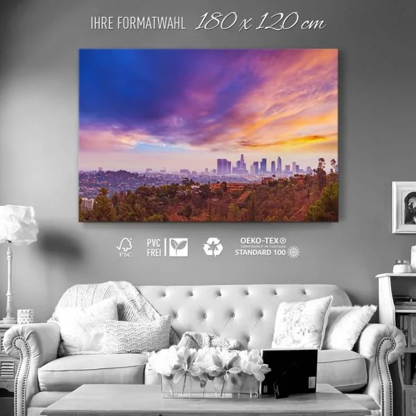 Skyline Los Angeles hills als Keilrahmenbild 180x120cm